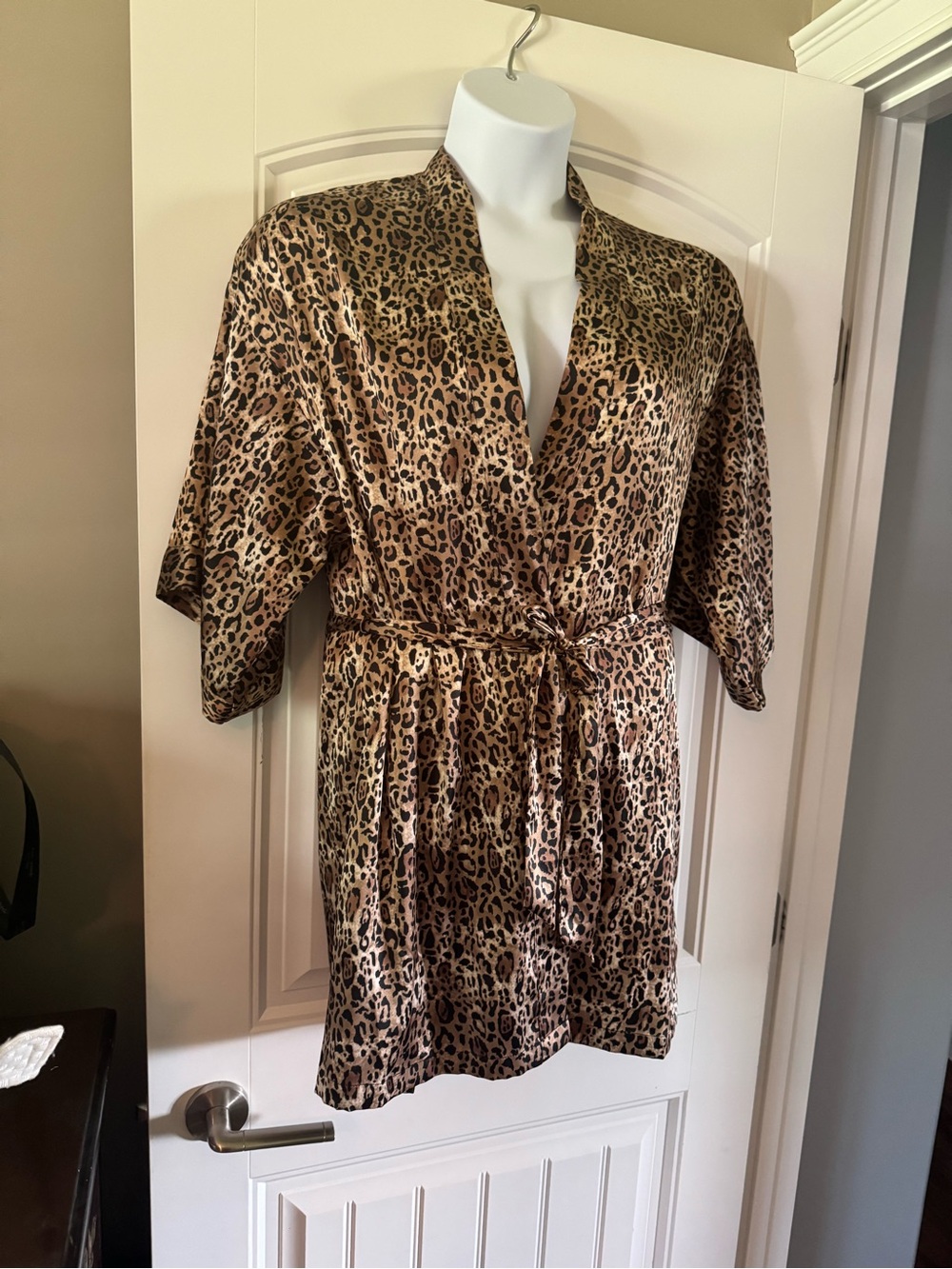 Victoria's Secret Leopard Print Satin Robe - Brown and Black